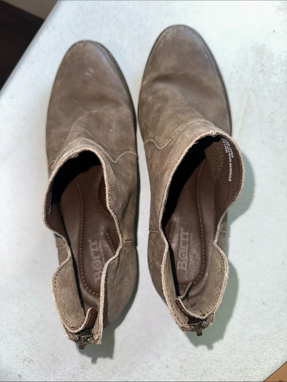 Born Taupe Suede Western Ankle Boots Cutout Booties Women’s Size 10